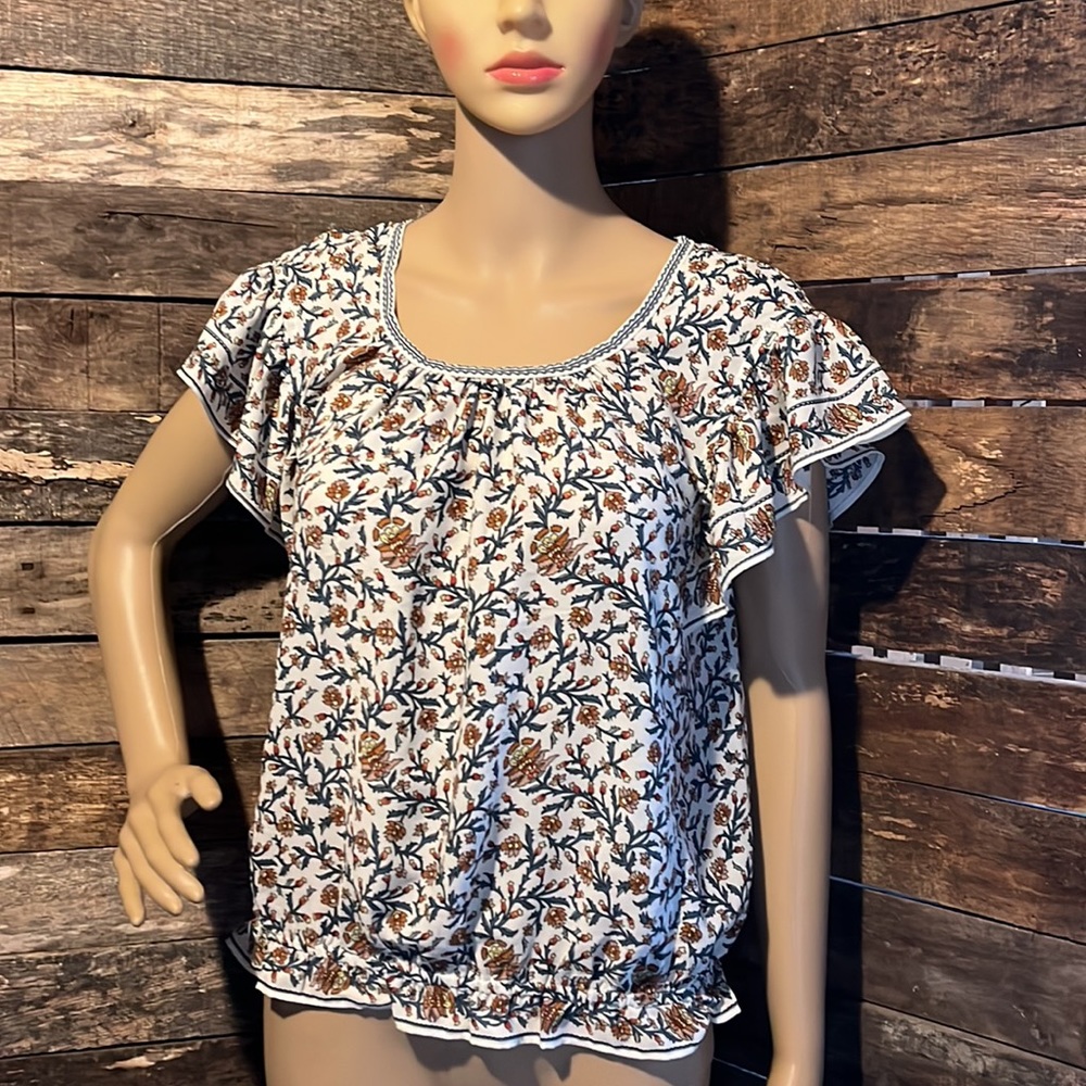 ☀️3 For $15 Floral Print Ruffle Sleeve Top